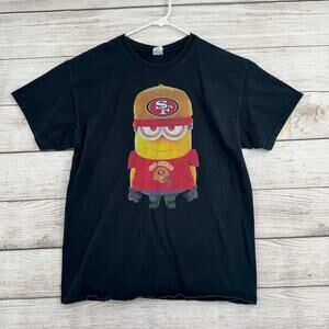 San Francisco 49ers Minions Fan Short Sleeve T-Shirt Adult Large Black